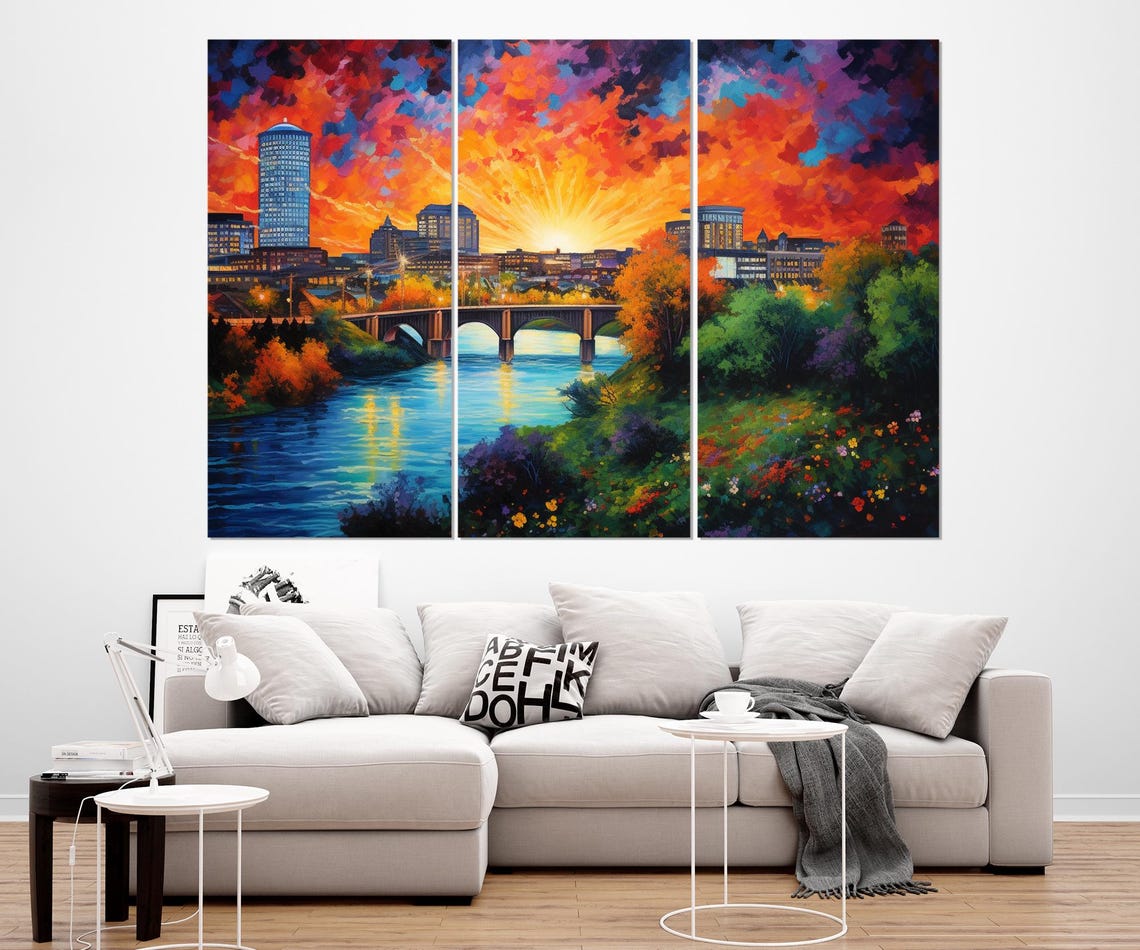 Richmond Skyline Fiery Sunset River Bridge Painted Virginia Poster - Image 4