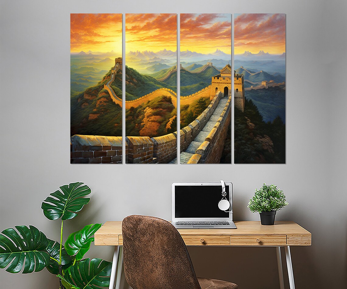 Great Wall Of China Golden Sunset Watchtowers Winding Ramparts Poster - Image 2