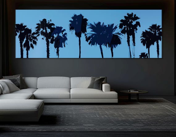 Minimalist Palm Trees Print Abstract Tropical Wall Art Palm Trees Abstract Painting Large Tropical Trees Framed And Ready To Hang