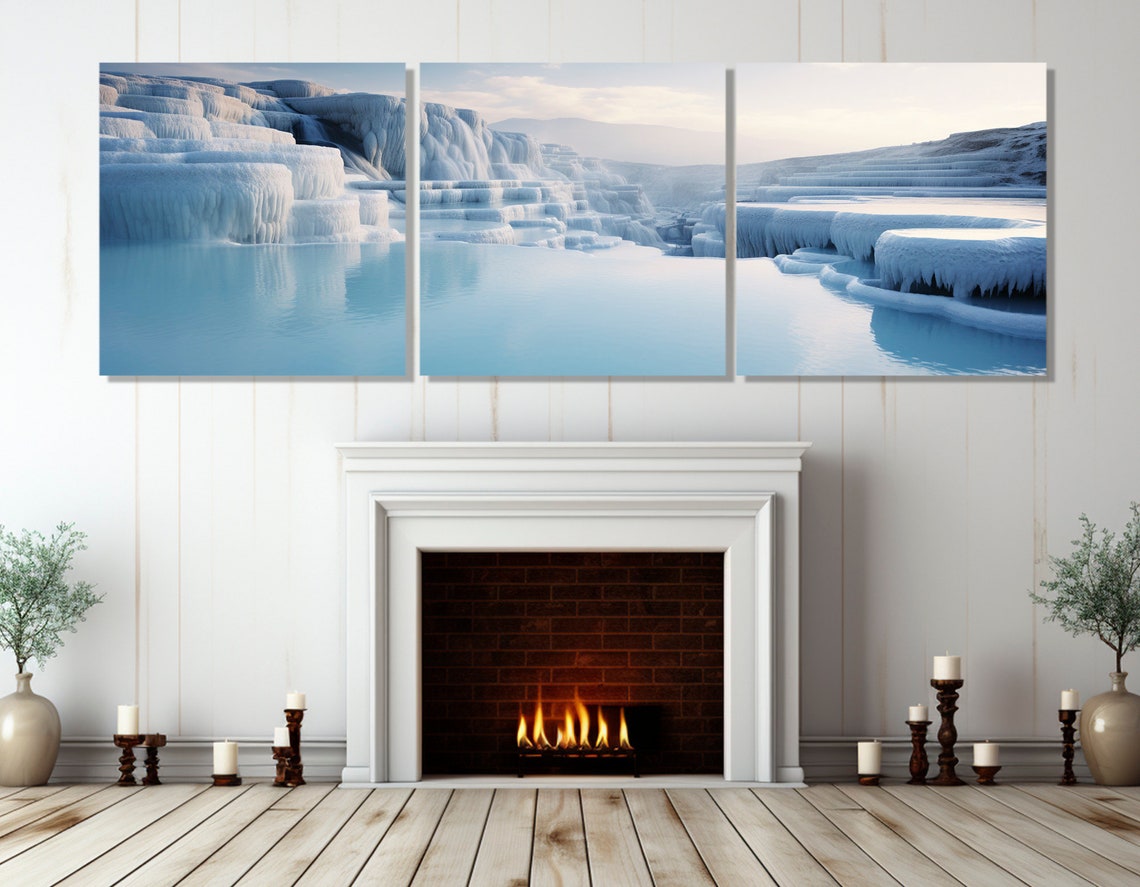 Pamukkale Turkey White Travertine Terraces Blue Pools Poster - Image 4
