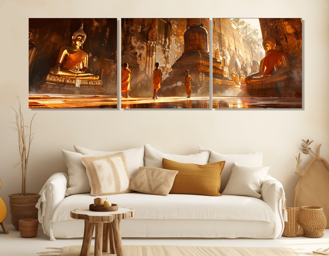 Children Monks in Buddhist Temple Wall Art Print - Image 3