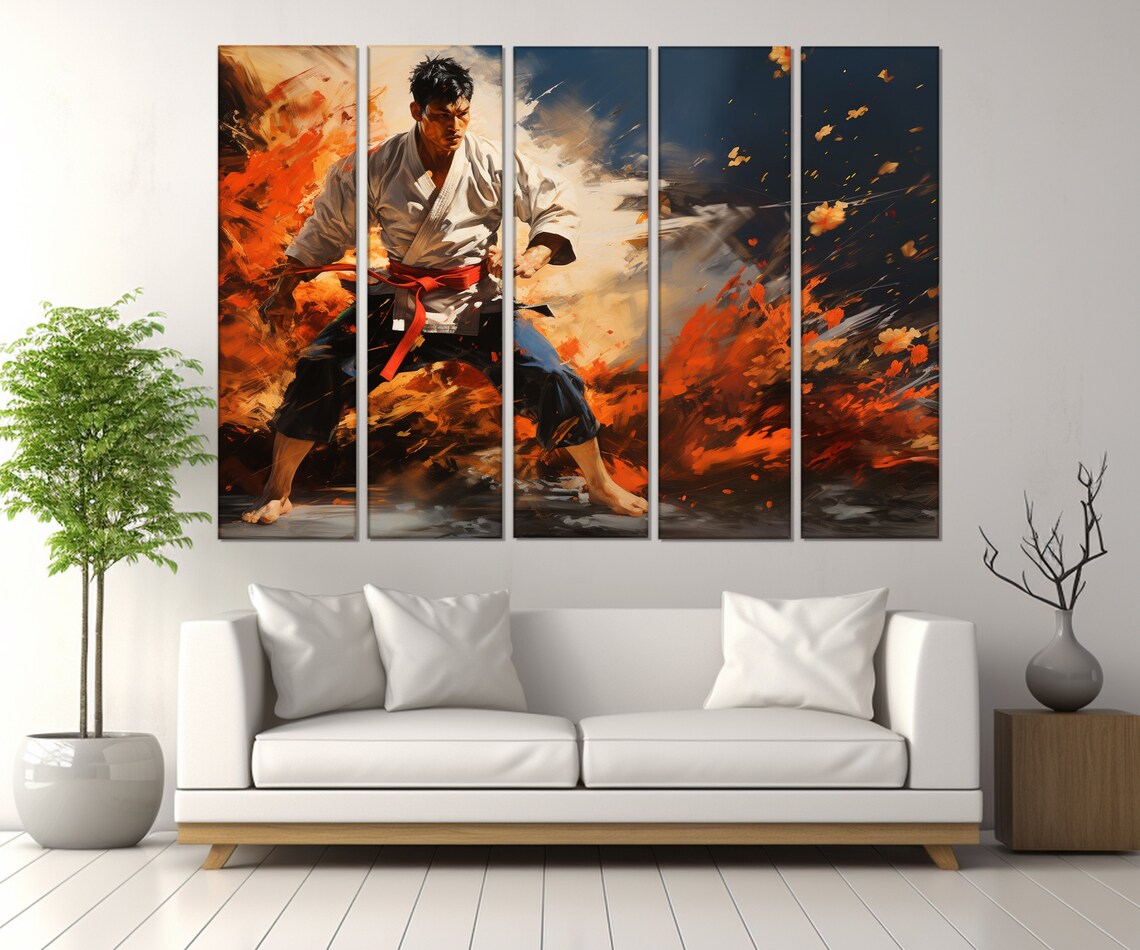 Martial Arts Fighter Red Belt Fiery Abstract Dynamic Karate Poster - Image 4