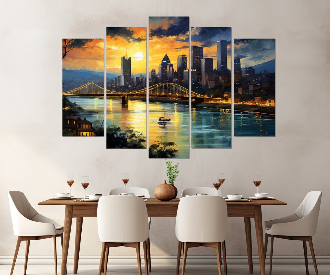 Pittsburgh Skyline Abstract Travel Art Print - Image 3