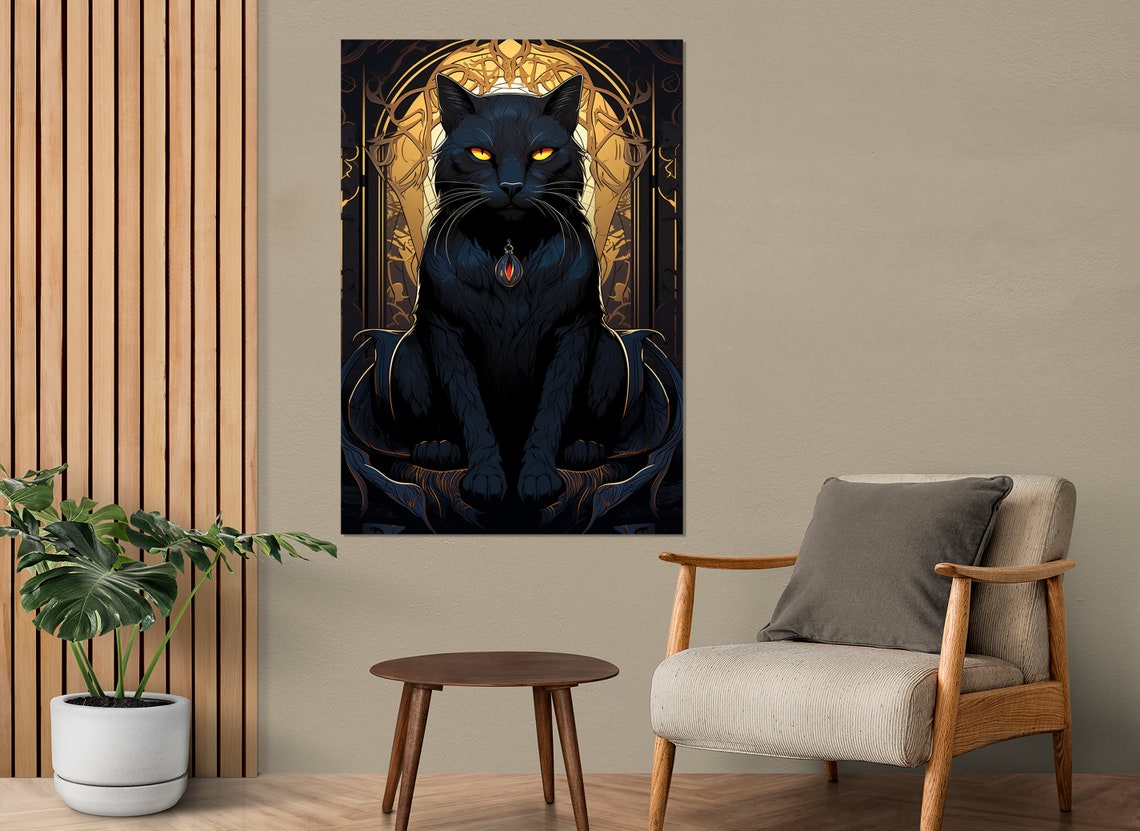 Black Cat Mystical Painting Art Print - Image 4