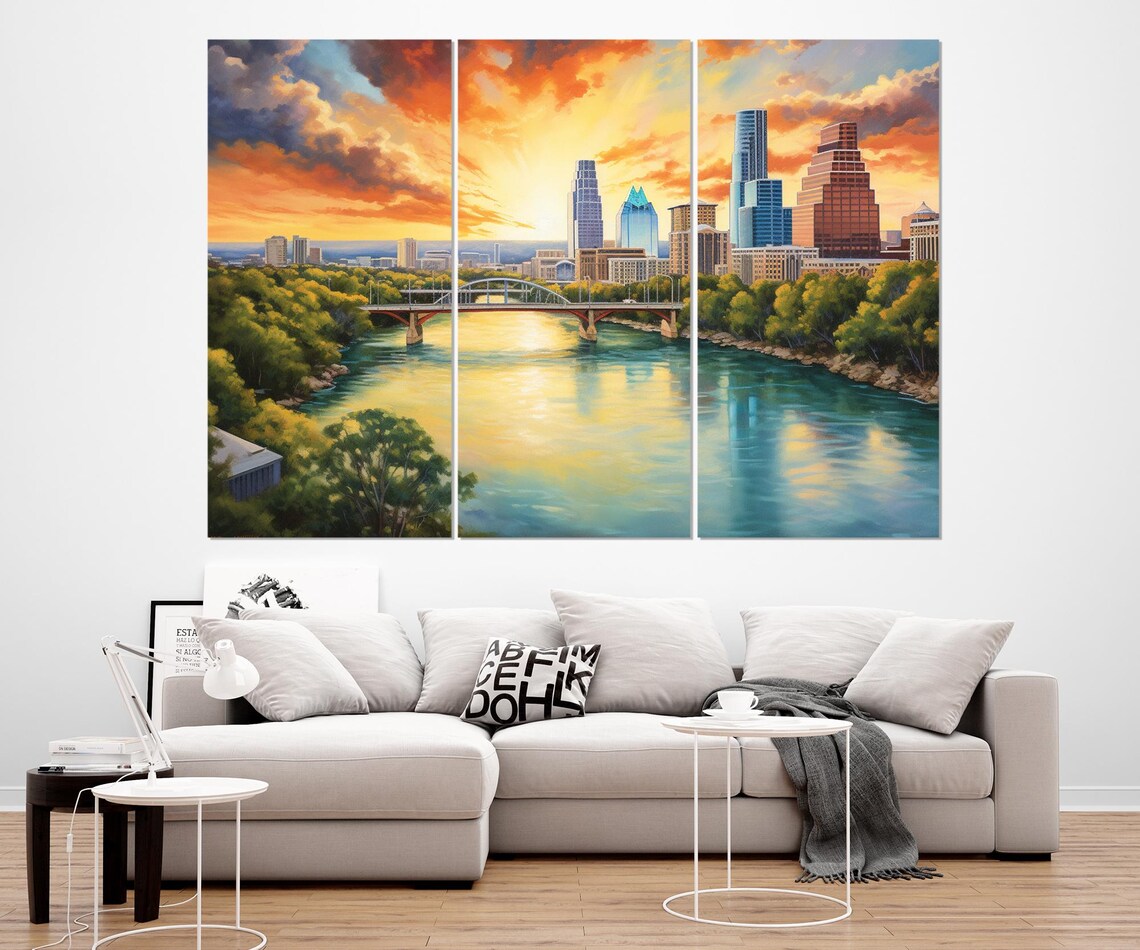 Austin Bridge Skyline Abstract Travel Poster Print - Image 3