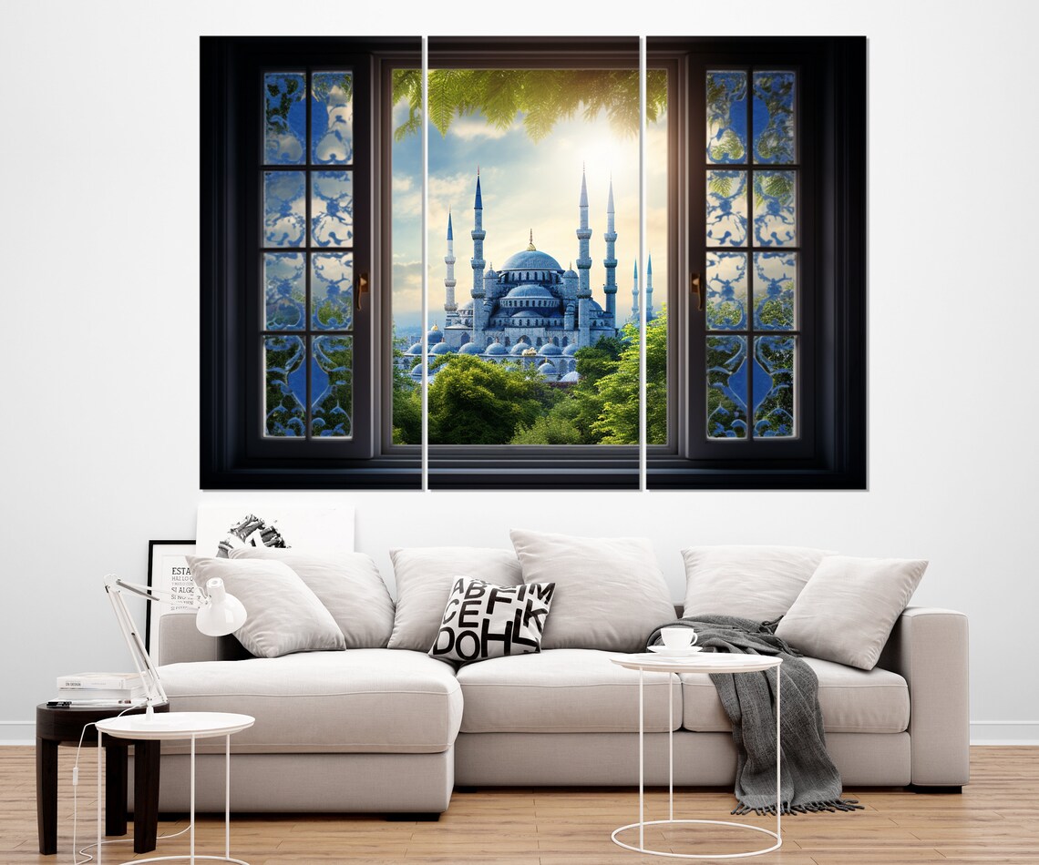 Blue Mosque Istanbul Ottoman Minarets Faux Window View Travel Poster - Image 4