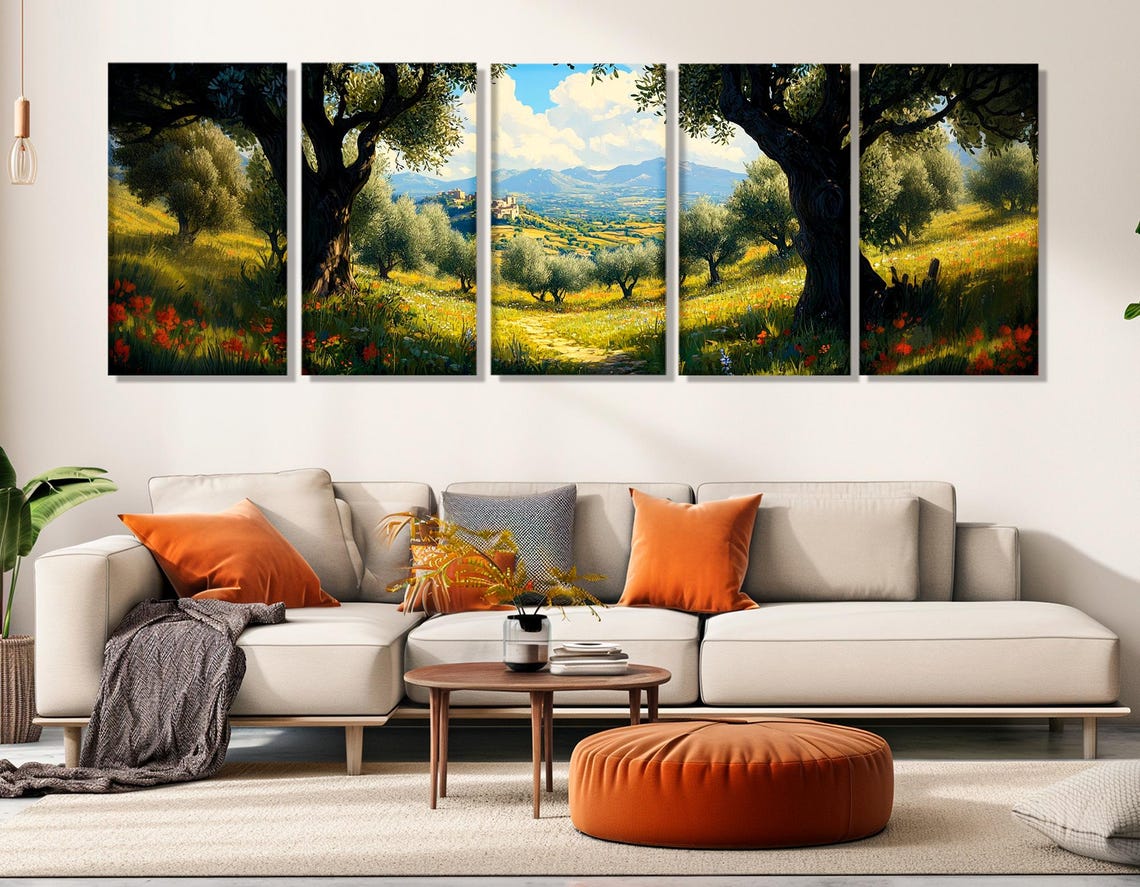 Olive Grove In The South Of France Painting Print Olive Trees In Provence Wall Art Panoramic France Landscape Framed Ready To Hang - Image 2