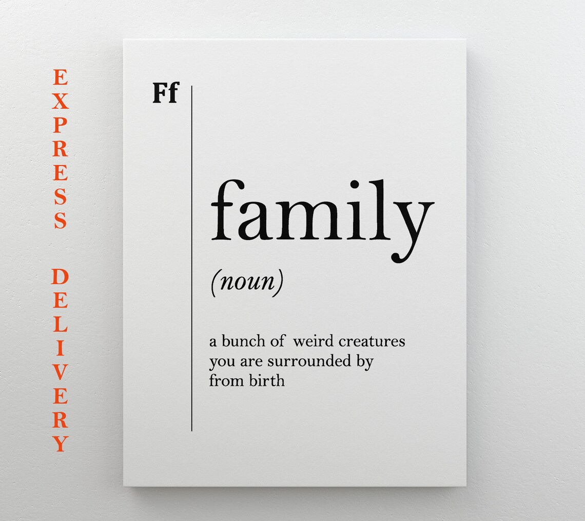 Funny Family Definition Print Humorous Home Decor Typography Poster