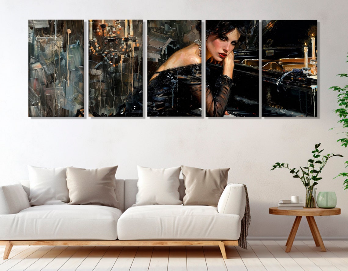 Elegant Woman Painting Print Sexy Woman In Black Dress Playing Piano Print In Giovanni Boldini Style Ready To Hang - Image 2