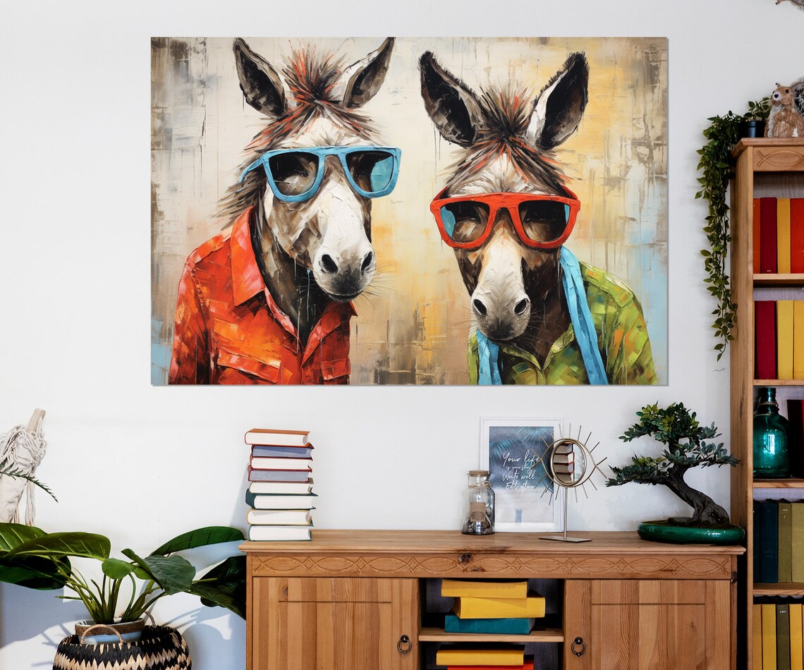 Two Cool Donkeys Wearing Sunglasses And Colorful Shirts Poster - Image 3