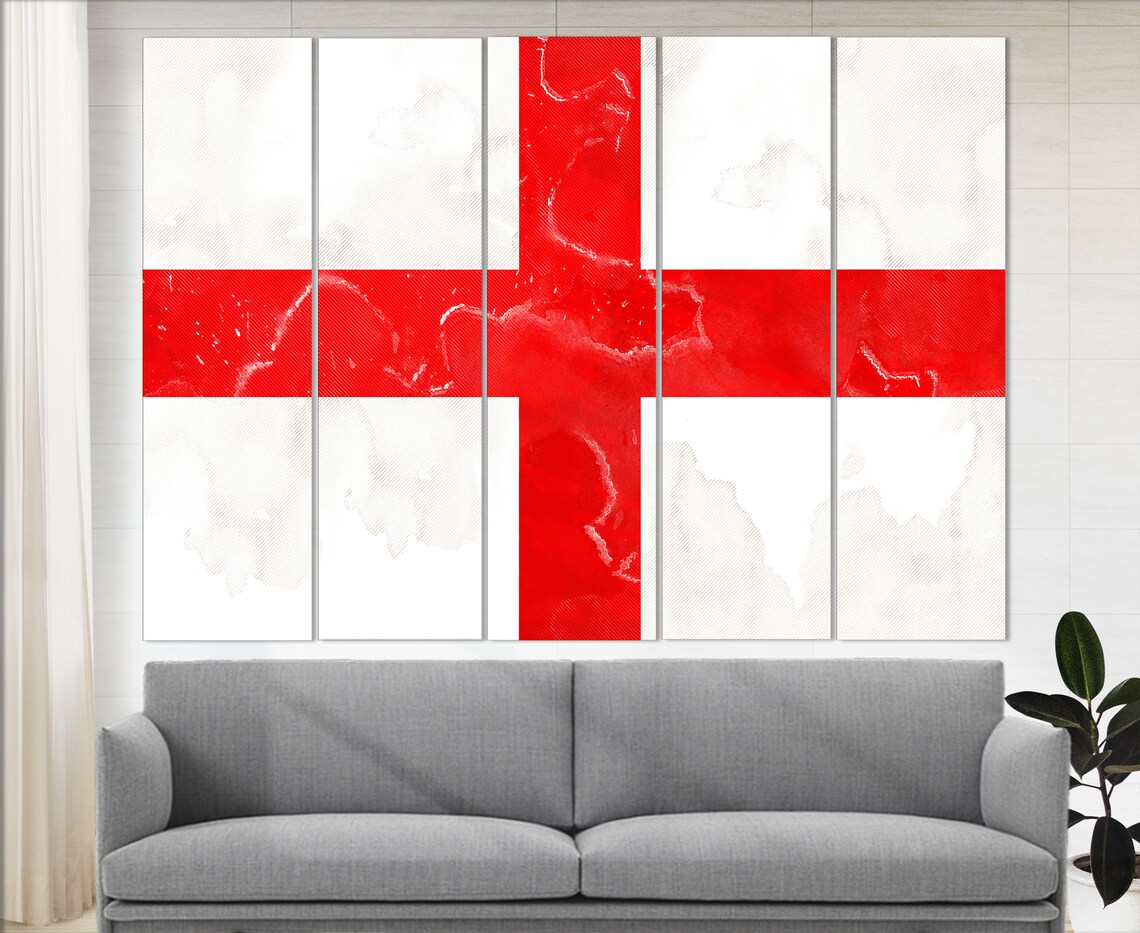 England Flag St Georges Cross Grunge Watercolor Red White Wall Poster - Image 4