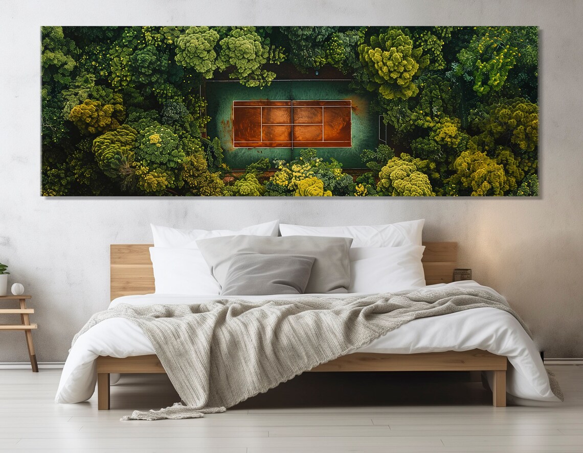 Abstract Tennis Court in Deep Green Forest Art Print - Image 4