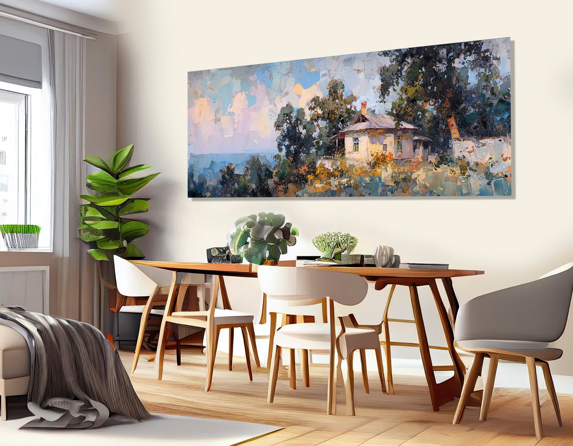 Large Abstract Painting Print Rustic Wall Decor Impressionist Wall Art Neutral Tones Wall Decor Framed And Ready To Hang - Image 2