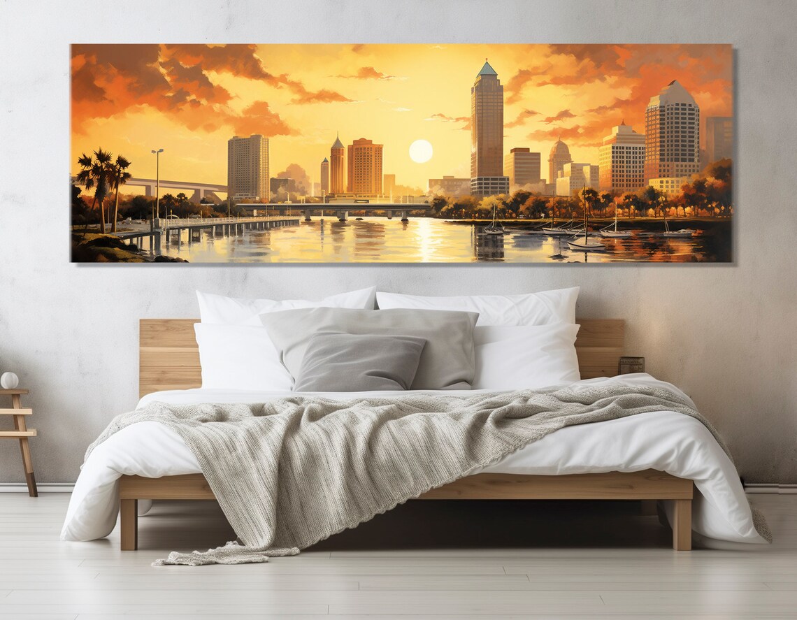 Abstract Tampa Painting Print Tampa Wall Art Tampa Skyline Tampa Poster Tampa Wall Decor Framed And Ready To Hang