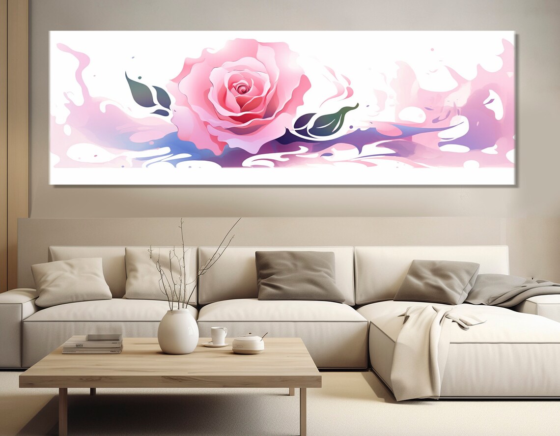 Pink Rose Watercolor Splash Romantic Floral Bloom Soft Art Poster