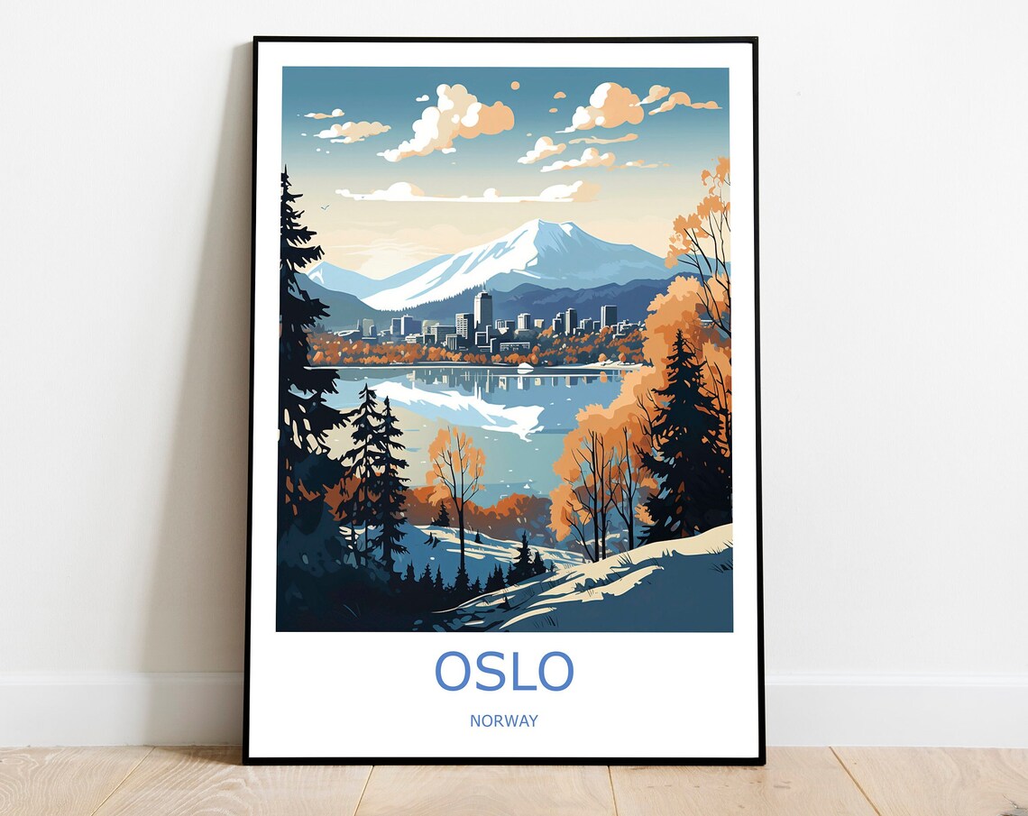 Oslo Travel Poster, Norway Wall Art Print for Home
