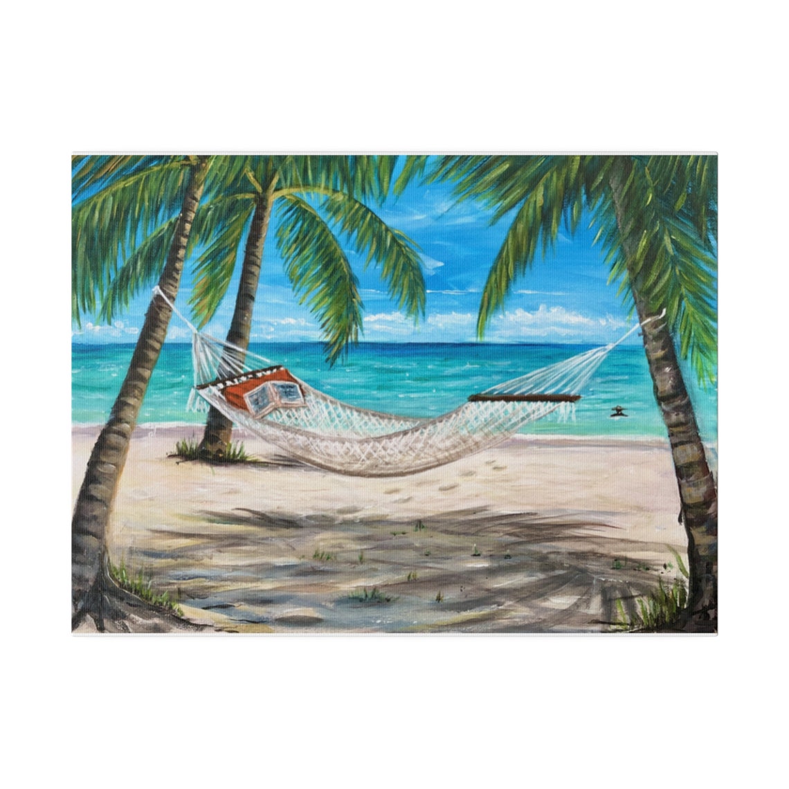 Palm Trees Hammock Open Book Sandy Beach Turquoise Water Travel Poster - Image 5