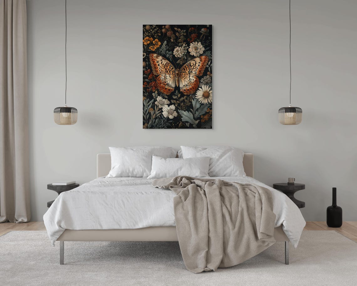 Moody Butterfly Dark Academia Botanical Wildflower Vintage Poster - Image 2