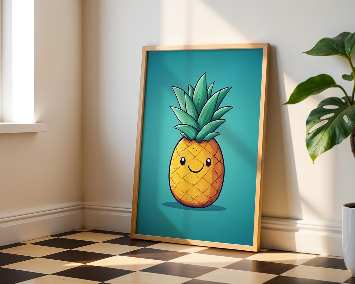 Cute Pineapple Kids Art Print, Kitchen Decor - Image 4