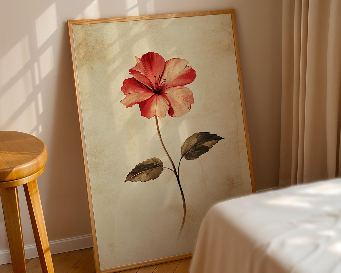 Red Flower Vintage Art Print, Botanical Decor - Image 6