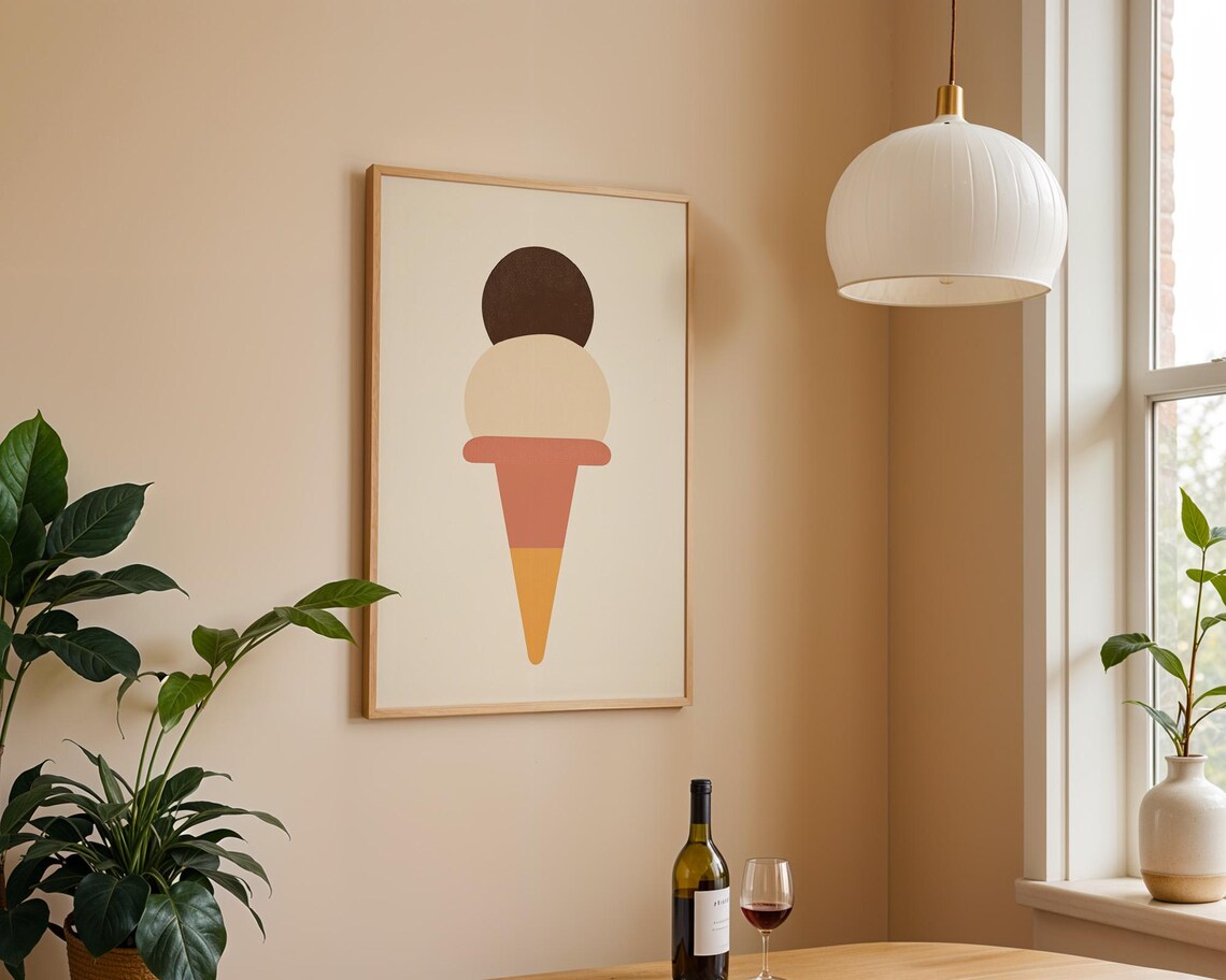 Double Scoop Ice Cream, Minimalist Poster