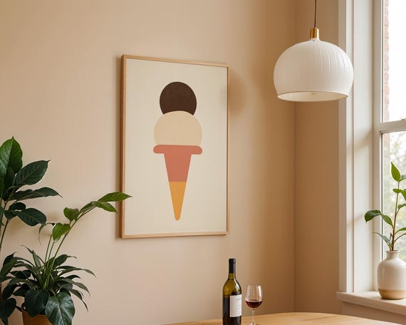 Double Scoop Ice Cream, Minimalist Poster