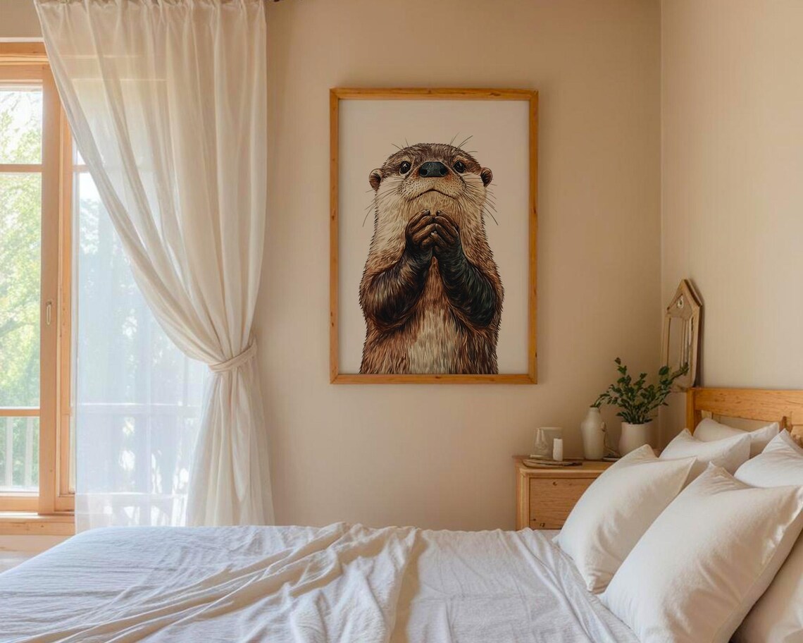Cute Otter Poster, Home Kitchen Decor
