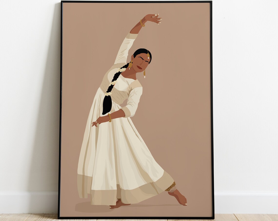 Kathak Dancer Indian Art Print, South Asian Woman