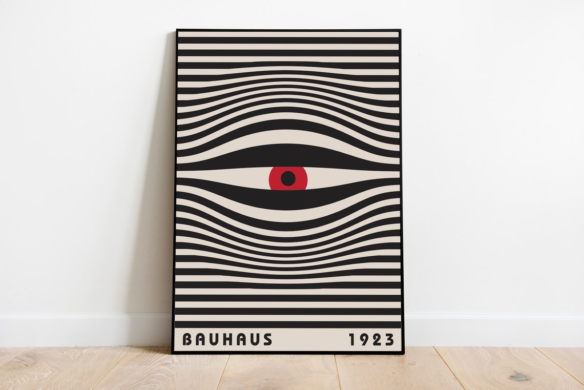 Bauhaus 1923 Op Art Eye Stripes Red Dot Geometric Art Poster - Image 3