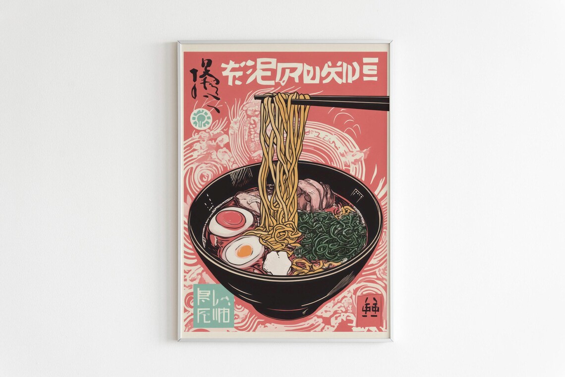 Japanese Ramen Bowl Chopsticks Noodles Asian Food Lovers Wall Art