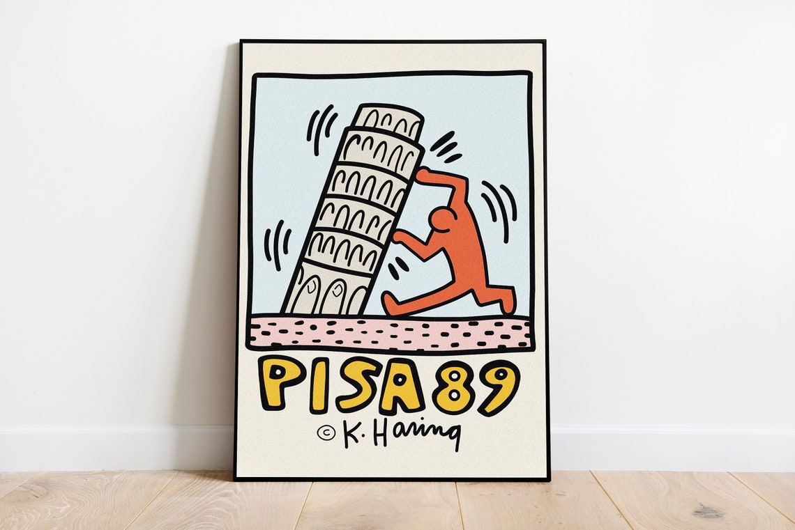 Keith Haring Pisa 89 Leaning Tower Pop Art Italy Travel Poster - Image 3
