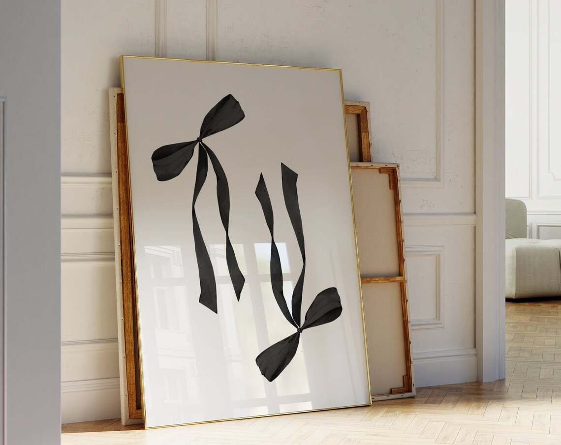 Black Bow Watercolor Print, Preppy Minimalist Poster - Image 4