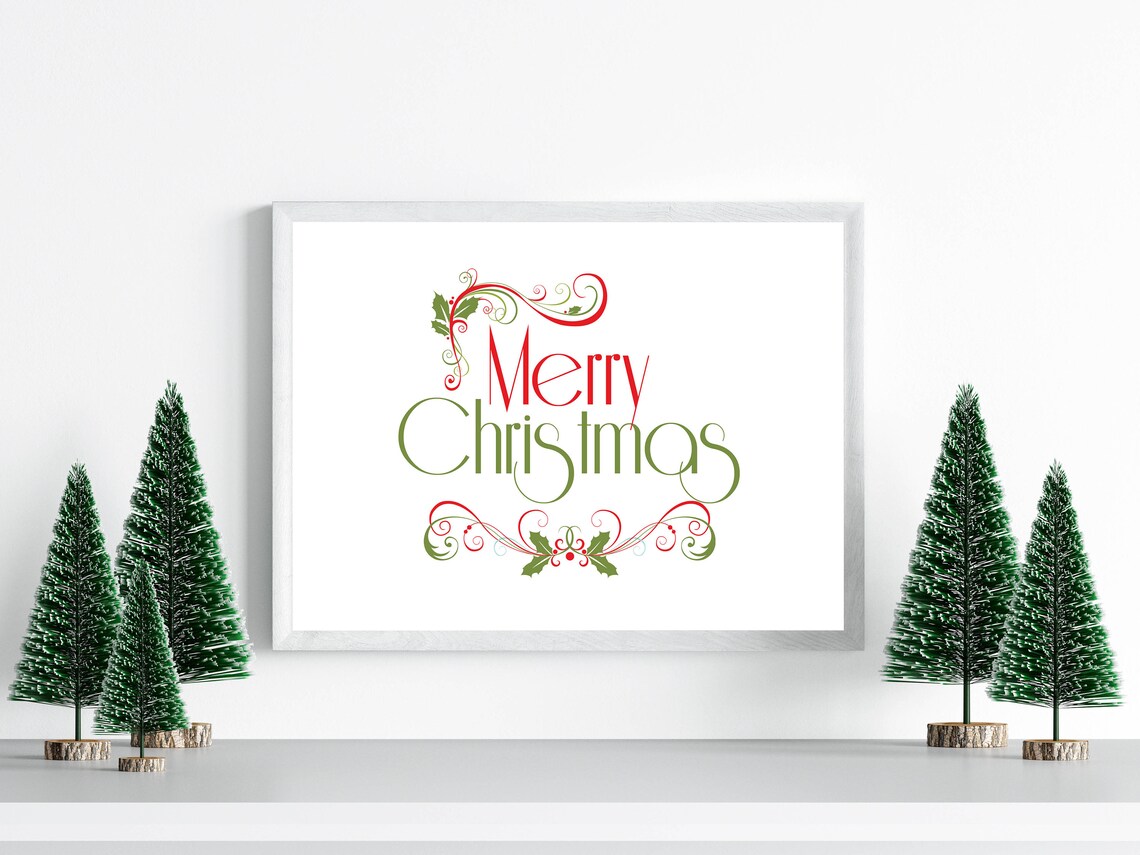 Merry Christmas Holiday Welcome Sign, Christmas Holly - Image 2