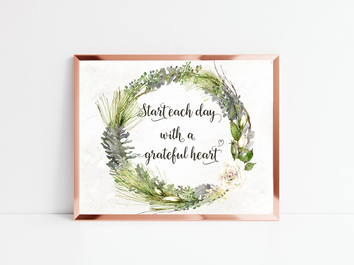 Start Each Day with a Grateful Heart Eucalyptus Wreath Art Print - Image 3