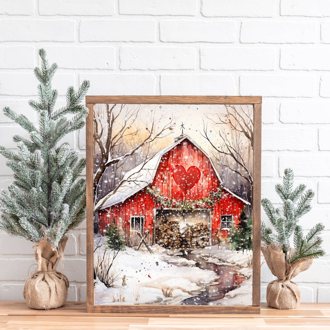 Valentine Woodland Barn Country Decor 5x7 8x10 85x11 11x14 16x20 Farmhouse Holiday Wall Art Diy Holiday Decor Valentine Sign - Image 7