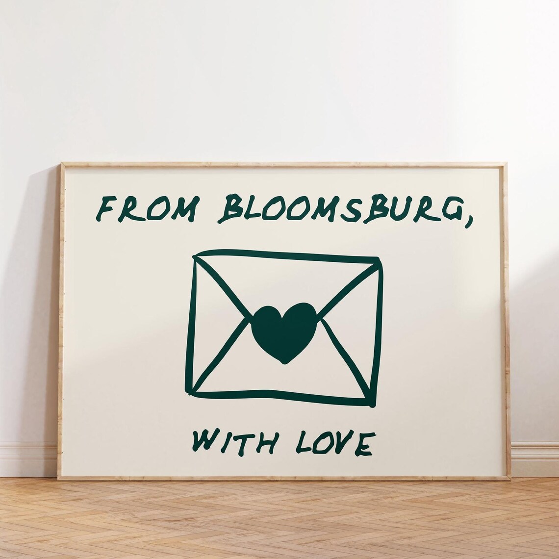 From Bloomsburg With Love Envelope Heart Green Quote Wall Poster