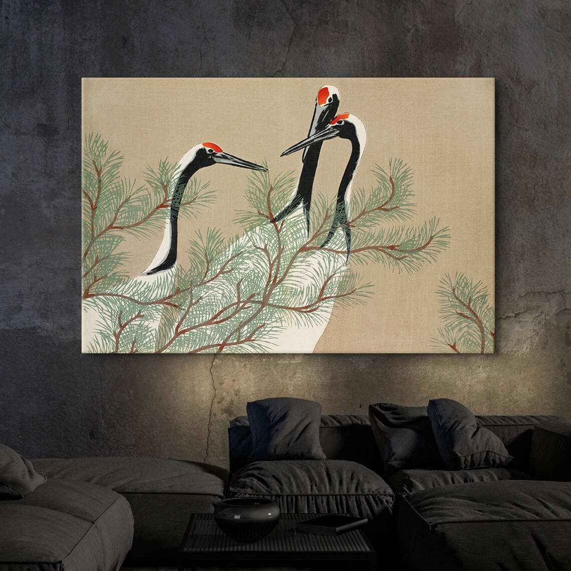 Cranes From Momoyogusa Flowers Of A Hundred Generations By Kamisaka Sekka Paintings Vintage Birds Poster Animal Friendship Print