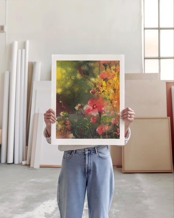Abstract Garden Flowers Soft Impressionist Floral Art Wall Print