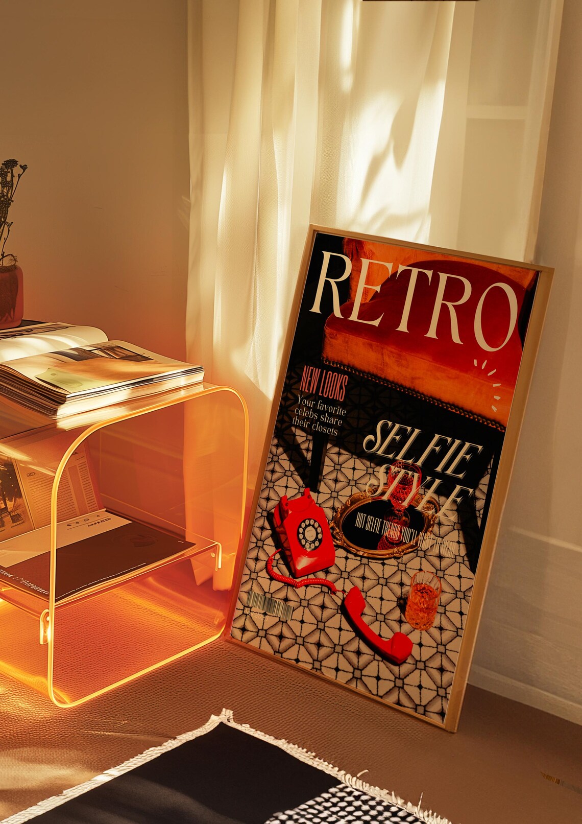 Retro Magazine Cover with Red Rotary Phone Selfie Style Wall Poster - Image 3