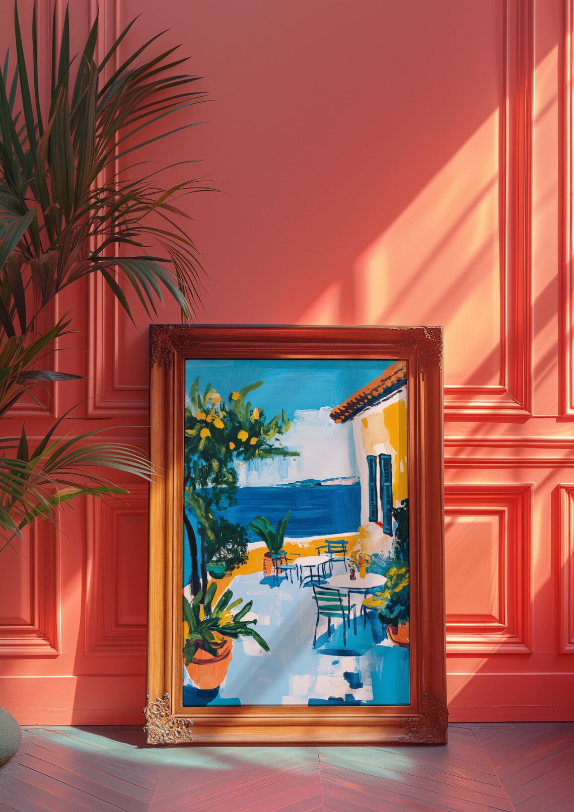 Sunlit Mediterranean Terrace Sea View Lemon Tree Amalfi Art Poster - Image 2