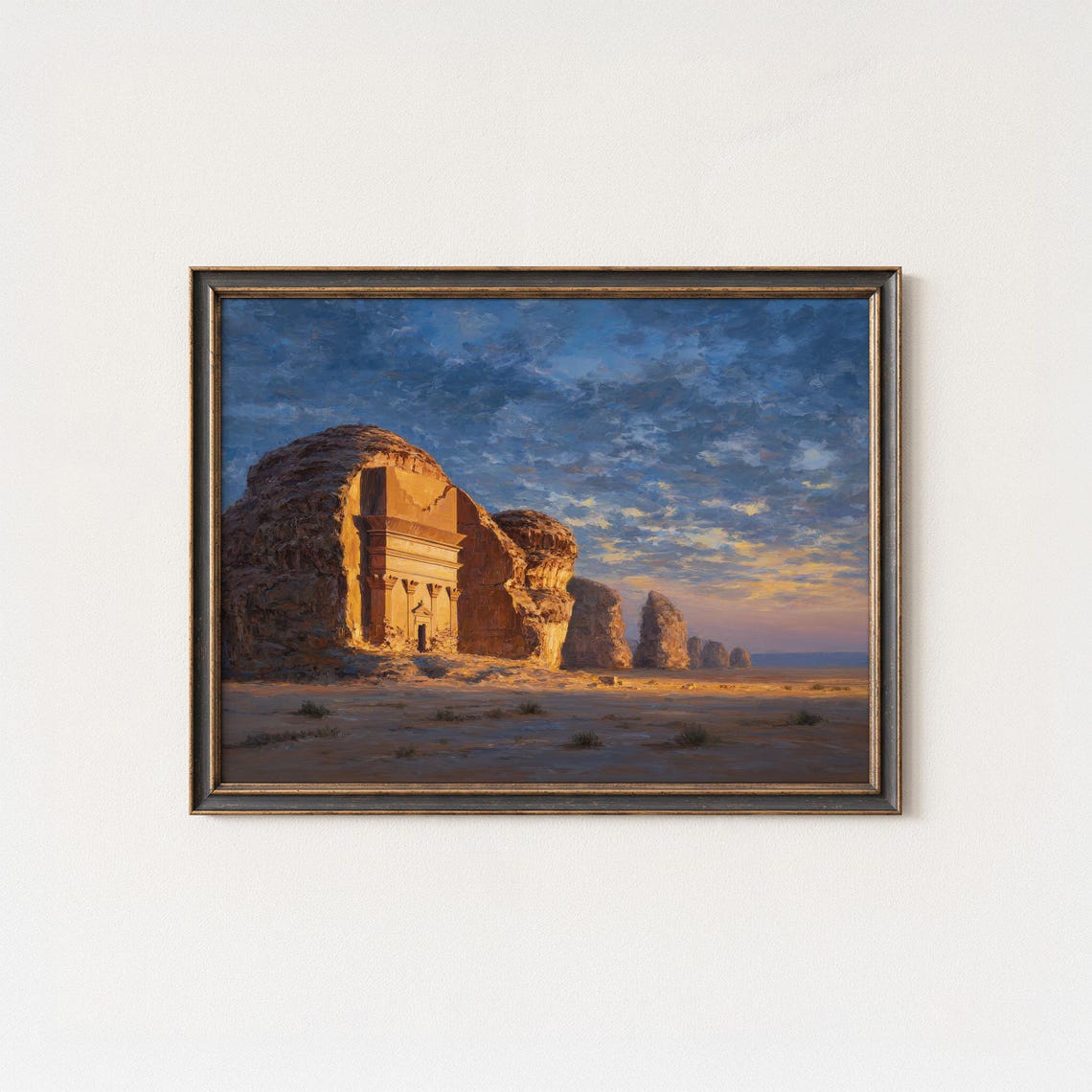 AlUla Epic Sandstone Tombs Desert Sunset Saudi Arabia Art Poster