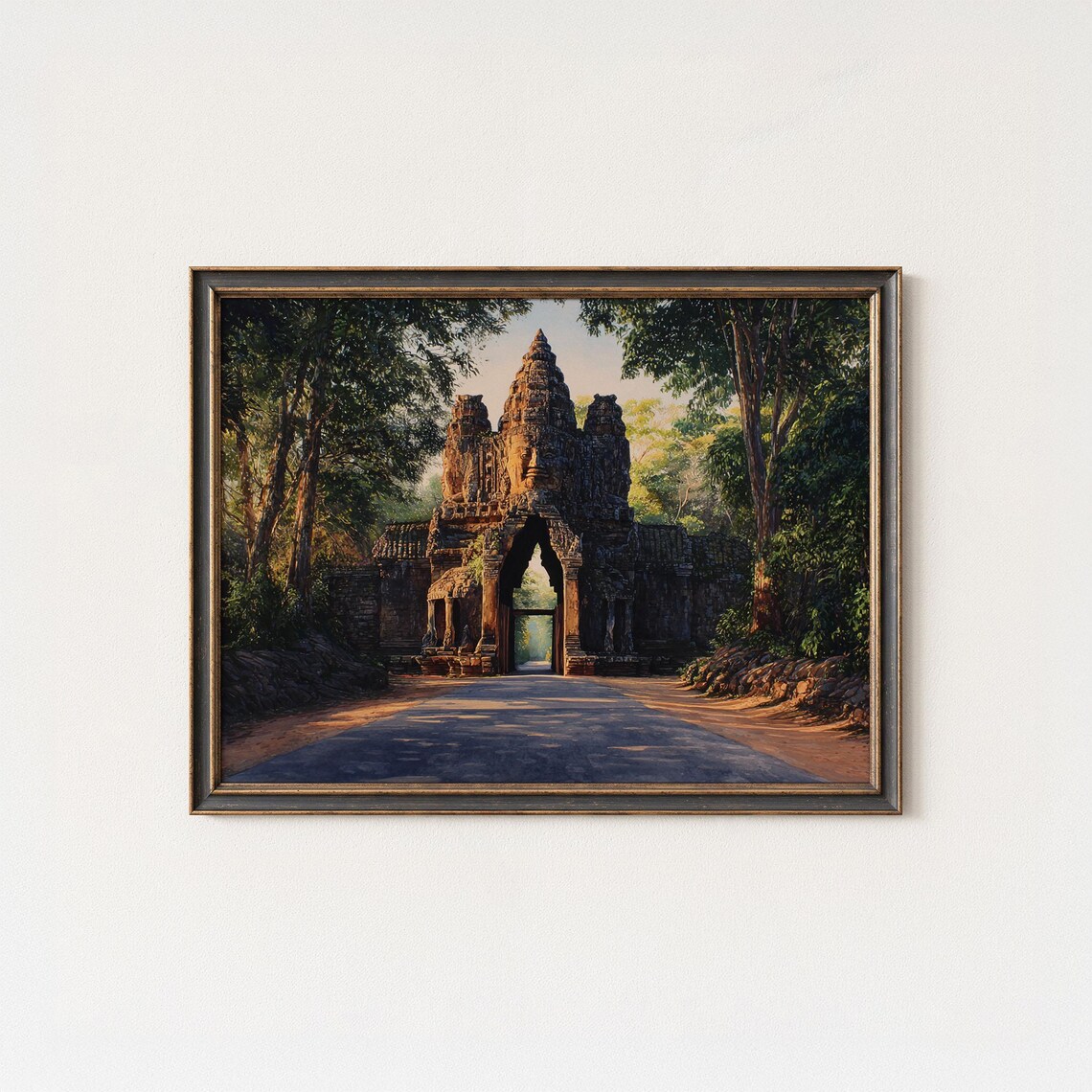 Ancient Khmer Stone Temple Gate Jungle Road Cambodia Art Poster