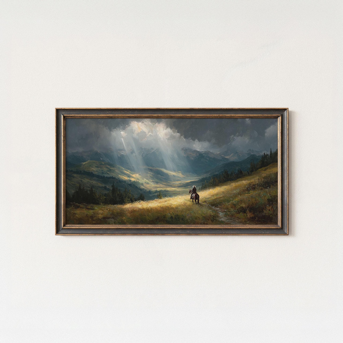 Cowboy Mountain Valley Art Print, Western Landscape
