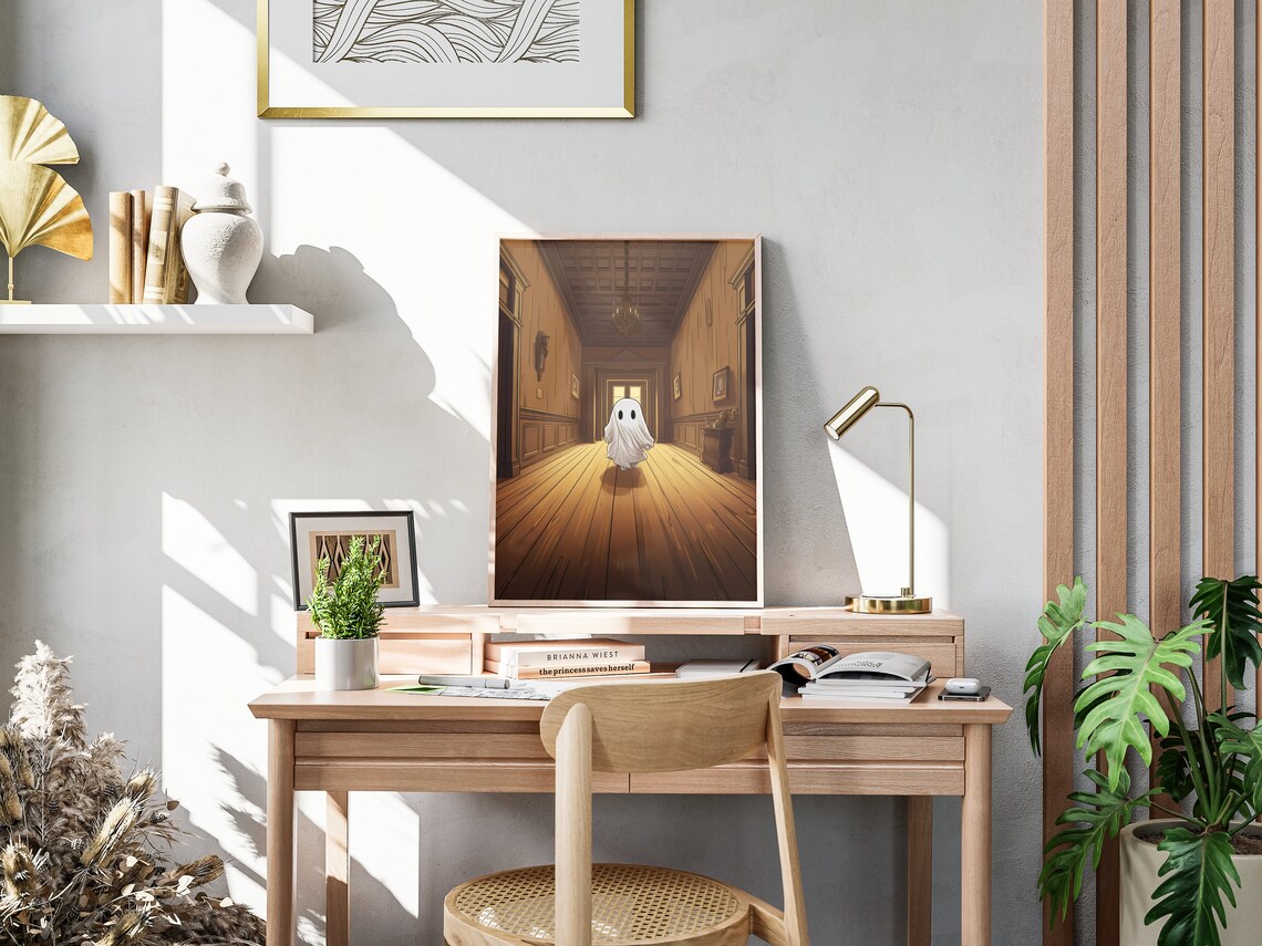 Cute Ghost Halloween Scene, Spooky Decor - Image 4