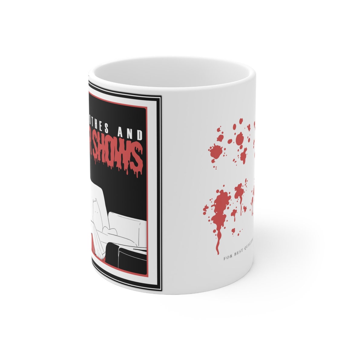 Comfy Clothes and Murder Shows Quote Art Popcorn Couch Cat Poster - Image 2