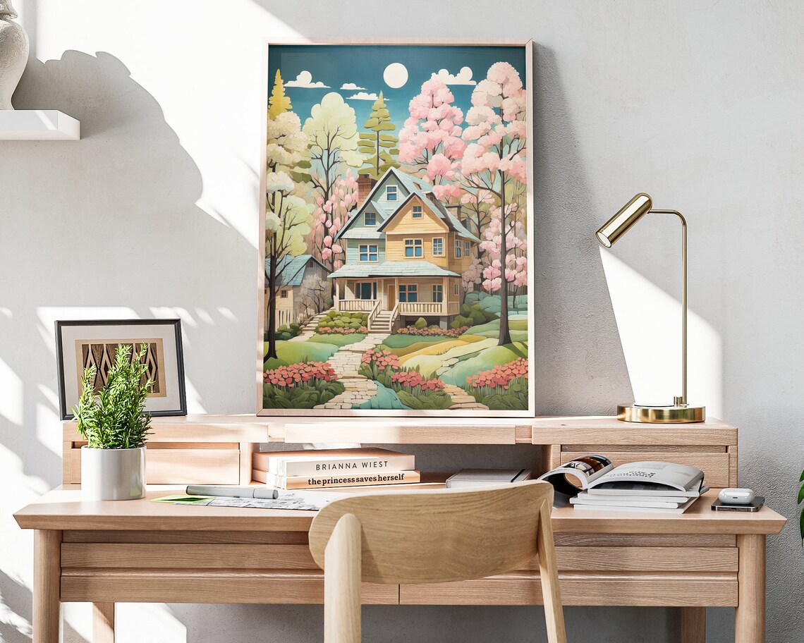 Spring Home Folk Art Print, Springtime Forest - Image 4