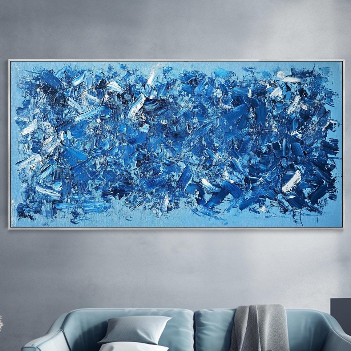 Cobalt Blue Abstract Palette Knife Texture Original Painting Poster