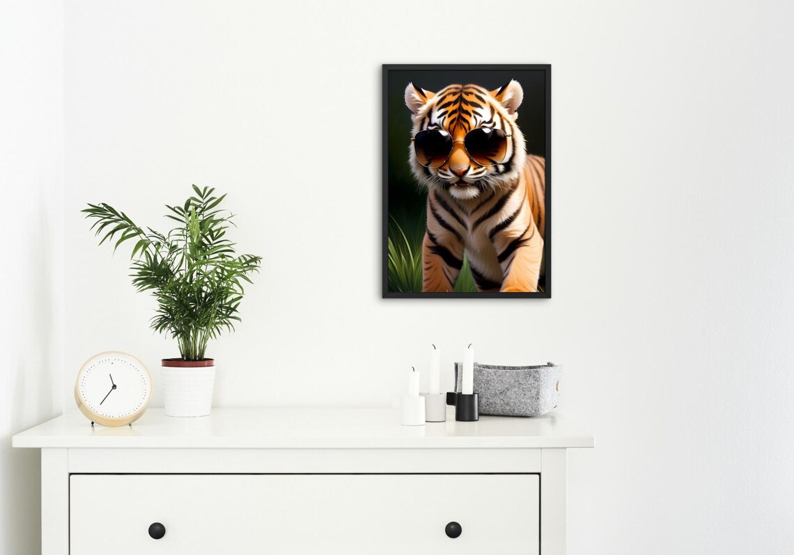 Baby Tiger Cub Wearing Aviator Sunglasses Cool Jungle Cat Wall Art Poster - Image 4
