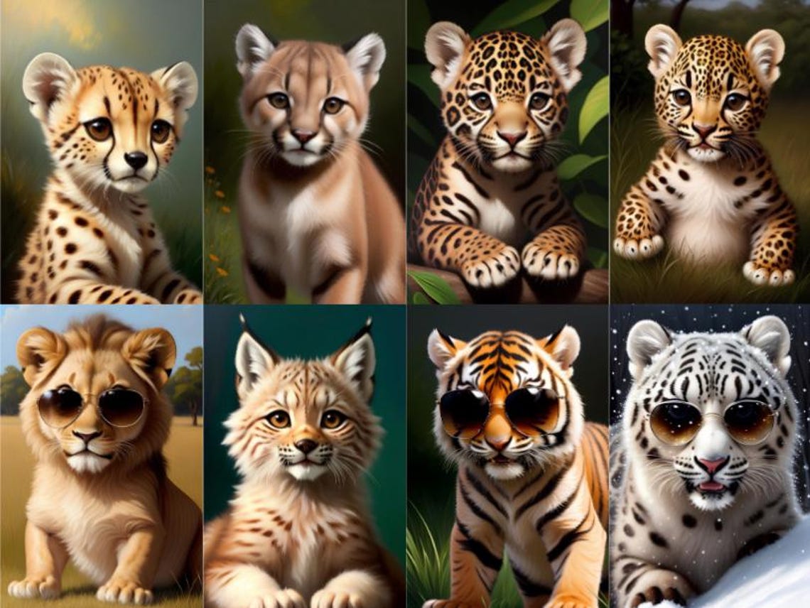 Baby Snow Leopard Sunglasses Big Cat Bundle Eight Artwork Poster - Image 5