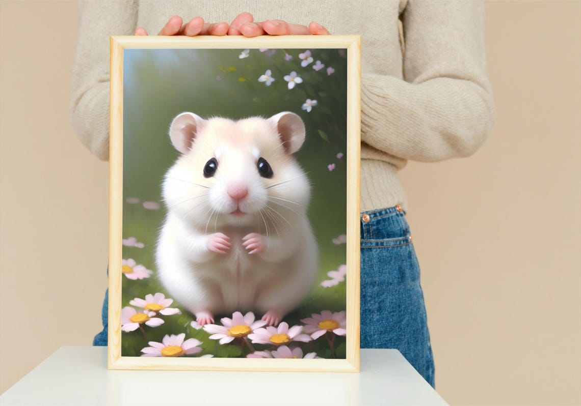 Baby Hamster Wall Art Home Decor Cute Animal Painting Living Room Art - Image 5
